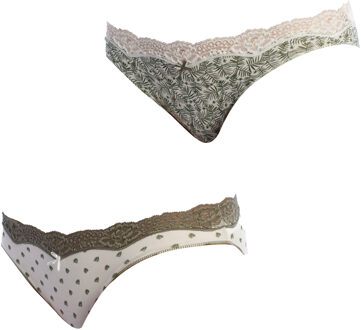 Set-2 Mini Coquettes Katoenen Slipjes 1031500 voor dames Groen - L