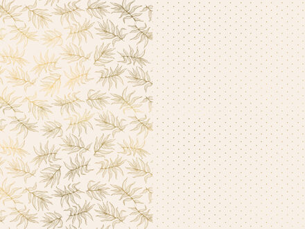 Set 2 rollen Inpakpapier Metallic Roze/Goud Bladeren en Stippen Goud - Brons