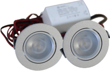 Set 2 x 4 Watt dimbare led inbouwspots Aluminium - 2700K