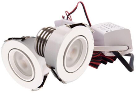 Set 2 x 4 Watt dimbare led inbouwspots Wit - 2700K