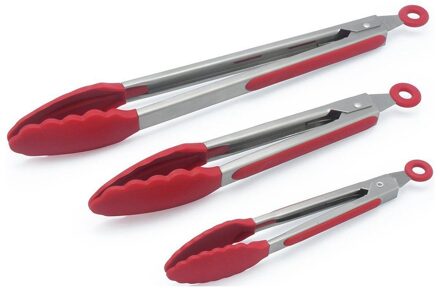 Set 3 maten Siliconen Keuken Tang Sets Salade BBQ Tang Rvs koken gereedschap Bakvormen Accessoires