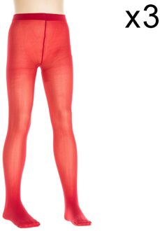 Set-3 Ondoorzichtige slips van 40 deniers 1152 meisje - maat Rood