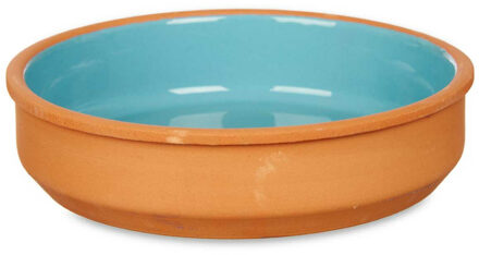 Set 4x tapas/creme brulee serveer schaaltjes terracotta/blauw 16x4 cm - Snack en tapasschalen