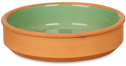 Set 4x tapas/creme brulee serveer schaaltjes terracotta/groen 16x4 cm - Snack en tapasschalen