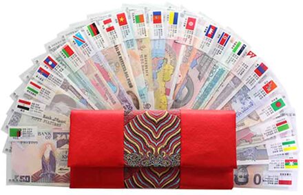 Set 52 Pcs Notities Van 28 Landen Unc, Echte Originele (Maar Verlopen, Buiten Gebruik Nu) met Rode Envelop, Originele Wereld Note