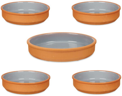 Set 5x tapas/creme brulee schaaltjes - terra/grijs - 4x 16 cm/1x 23 cm