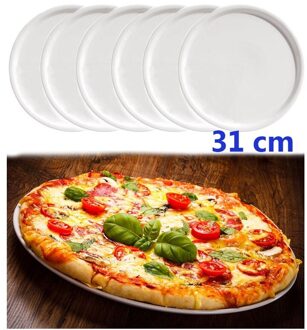 Set 6 Gerechten Pizza Wit Porselein Mod. Napoli Cm 31 Saturnia