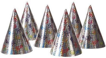 Set 6 Holografische hoedjes Zilver - Grijs