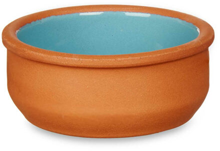 Set 6x tapas/creme brulee serveer schaaltjes terracotta/blauw 8x3 cm - Snack en tapasschalen