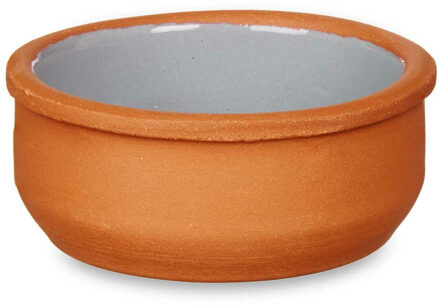 Set 6x tapas/creme brulee serveer schaaltjes terracotta/grijs 8x4 cm - Snack en tapasschalen