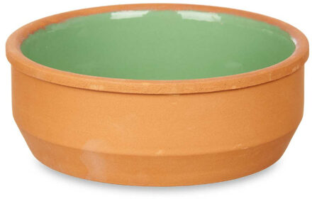 Set 6x tapas/creme brulee serveer schaaltjes terracotta/groen 12x4 cm - Snack en tapasschalen