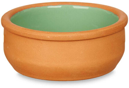 Set 6x tapas/creme brulee serveer schaaltjes terracotta/groen 8x4 cm - Snack en tapasschalen