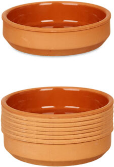 Set 8x tapas/creme brulee serveer schaaltjes terracotta/bruin 16x4 cm - Snack en tapasschalen