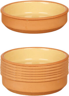 Set 8x tapas/creme brulee serveer schaaltjes terracotta/geel 16x4 cm - Snack en tapasschalen