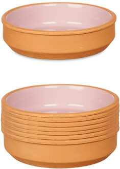 Set 8x tapas/creme brulee serveer schaaltjes terracotta/roze 16x4 cm - Snack en tapasschalen