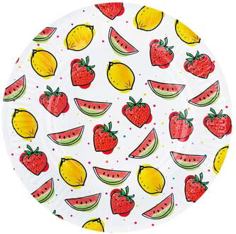 Set Bordjes Fruit 23cm (8st) Multikleur - Print