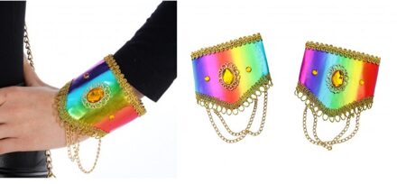 Set Crazy Rainbow Cabaret Manchetten Multikleur - Print