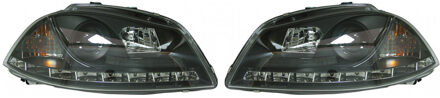 Set DRL-Look Koplampen passend voor Seat Ibiza/Cordoba 6L 2002-2008 - Zwart