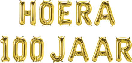 Set Folie Ballonnen - Hoera 100 Jaar Goud Goud - Brons
