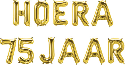 Set Folie Ballonnen - Hoera 75 Jaar Goud Goud - Brons
