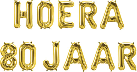 Set Folie Ballonnen - Hoera 80 Jaar Goud Goud - Brons