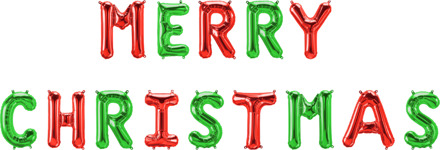 Set Folie Ballonnen - Merry Christmas Letters Rood - Zalm, Groen