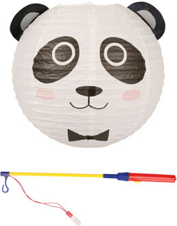 Set Japanse bol lampion met stokje - panda thema - lichtje - sint maarten - lampion - versiering