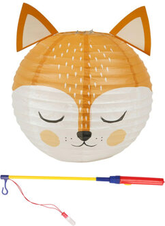 Set Japanse bol lampion met stokje - vos thema - lichtje - sint maarten - lampion - versiering