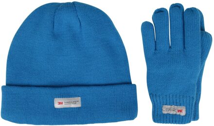 Set kinder-/kids Thinsulate fleece muts & handschoenen (Helder Blauw) - maat