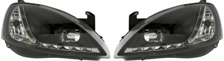 Set Koplampen DRL-Look Opel Corsa C 2000-2004 - Zwart