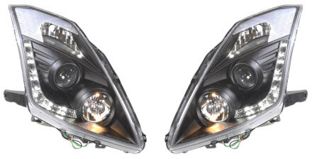 Set Koplampen DRL-Look passend voor Nissan 350Z 2003-2009 - Zwart