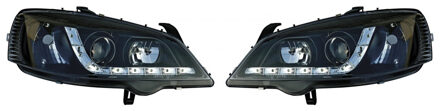 Set Koplampen DRL-Look passend voor Opel Astra G 1998-2003 - Zwart