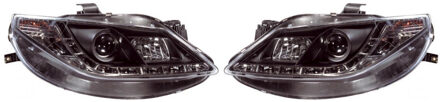 Set Koplampen DRL-Look passend voor Seat Ibiza 6J 3/5-deurs 2008-2012 - Zwart