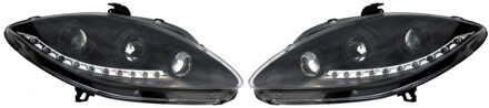 Set Koplampen DRL-Look passend voor Seat Leon/Altea/Toledo 2005-2009 - Zwart