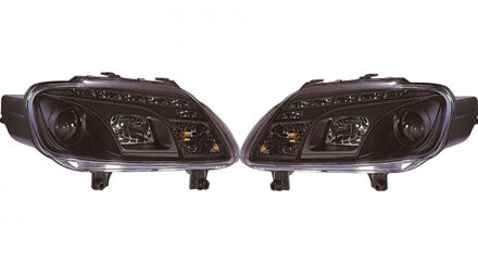 Set Koplampen DRL-Look passend voor Volkswagen Touran 2003-2006 & Caddy II 2004-2010 - Zwart