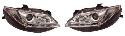 Set Koplampen incl. DRL passend voor Seat Ibiza 6J 3/5-deurs 2008-2012- - Chroom