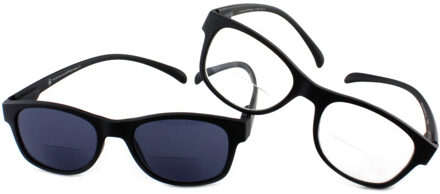 Set lees- en zonneleesbril bifocaal Klammeraffe zwart +1.00