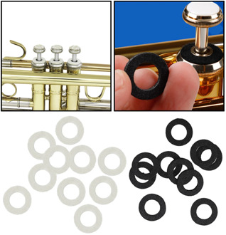Set of 10pcs Universal Trumpet Trombone Cornet Valve Stem Felt Washer Pads Accessories Trumpets Instrument Cleaning Kit