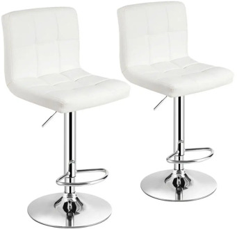 Set of 2 Adjustable Bar Stools PU Leather Swivel Kitchen Counter Pub Chair HW66492
