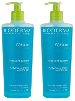 SET OF 2 Bioderma Sebium Purifying Cleanising Foaming Gel moussant 500ml + 500ml Best Quality
