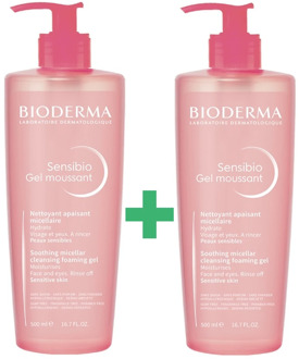 SET OF 2 Bioderma SENSIBIO Soothing Micellar Cleansing Foaming Gel 500ml + 500ml Best Quality