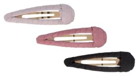 Set Of 3: Plain Fabric Hair Clip Set Of 3: Black & Light Pink & Pale Pink