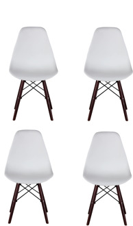 Set of 4 medieval style dining chairs, metal frame, painted wooden legs, kitchen dining room study room (white / black)