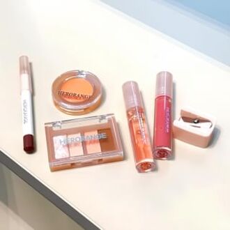 Set of 6: Energetic Orange Makeup Gift Box - Orange #02 - 6pcs