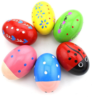 Set of 6 Wooden Percussion Musical Egg Maracas Egg Shakers for Children