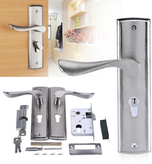 Set Of Door Lock Durable Door Handle Lock Cylinder Front Back Lever Latch Home Security With Keys Universal For Interior Doors