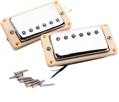 Set Of Double Coil Humbucker Pickup Electric Guitar Neck&Bridge Pickup Chrome With Yellow Frame Fit Lp Guitar
