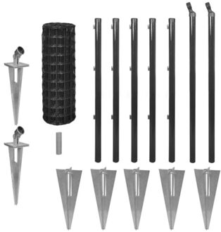 Set of Euro-Fence with ground stakes 10x0.8 m steel gray