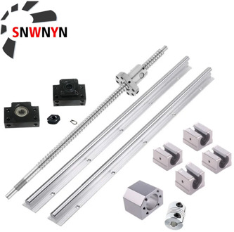 Set SFU1605 Ball Screw End Machined+Nut Housing+BKBF12 Support+Coupler+2pcs SBR20 Linear Rail Support+4pcs SBR20UU Block Bearing