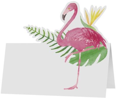 Set Tafel Place Cards Pink Flamingo (6st) Multikleur - Print